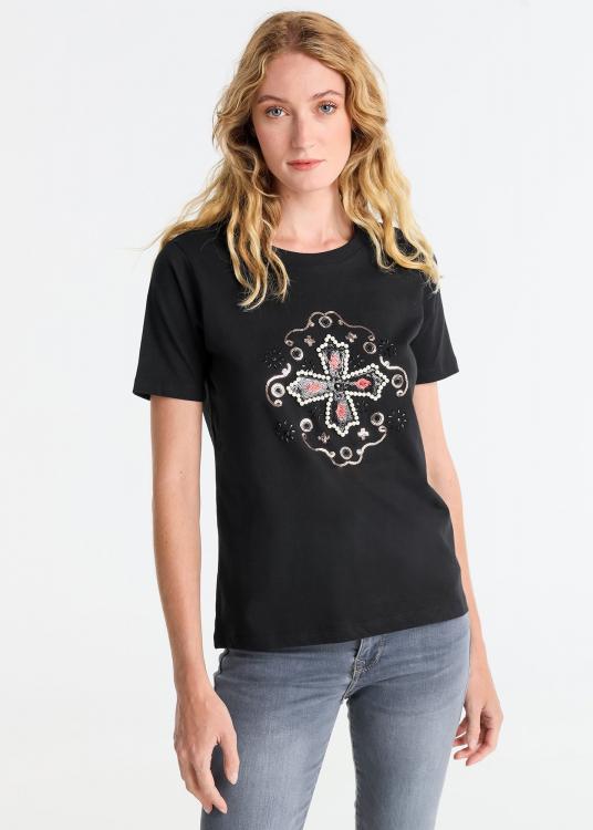 lois jeans T-shirt manches courtes Col rond Graphic détails bijoux