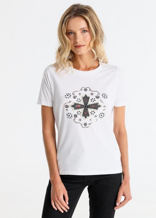 lois jeans T-shirt manches courtes Col rond Graphic détails bijoux