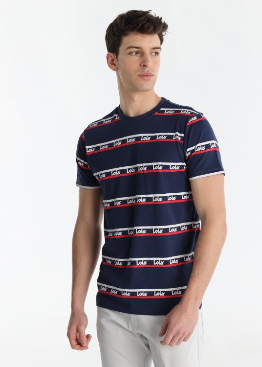 Lois Jeans T-shirt Manches Courtes - Rayures Logo Imprimé