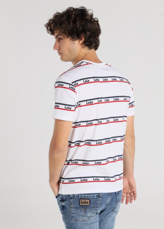 Lois Jeans T-shirt Manches Courtes - Rayures Logo Imprimé