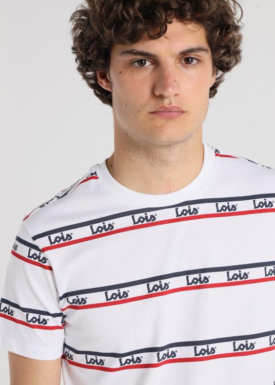 Lois Jeans T-shirt Manches Courtes - Rayures Logo Imprimé