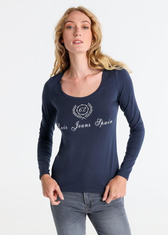 lois jeans T-shirt manches longues encolure dégagée