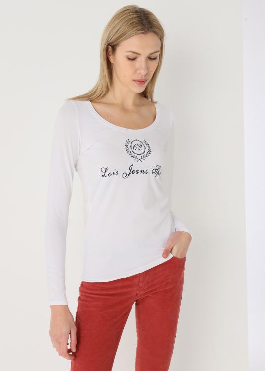 lois jeans T-shirt manches longues encolure dégagée