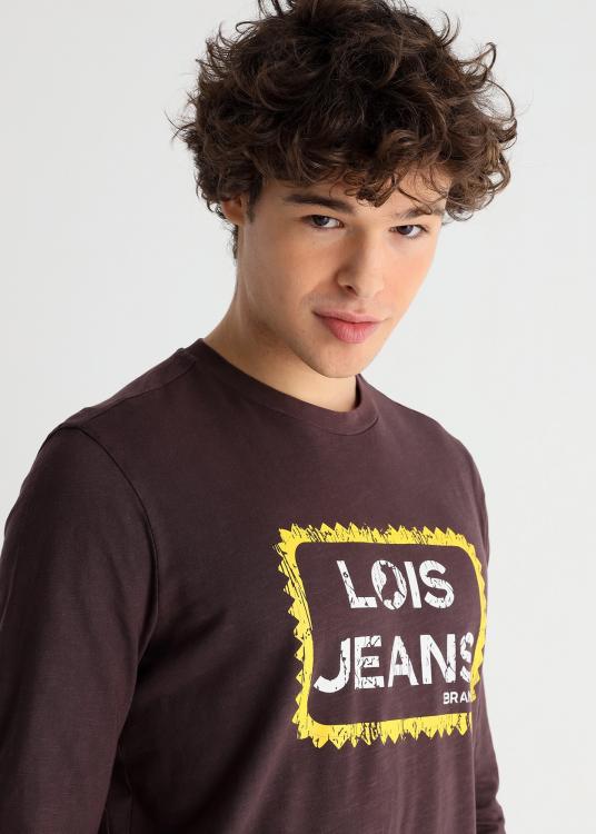 Lois Jeans T-shirt Manches Longues Garment Wash Graphique