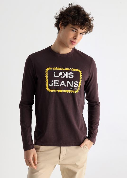 lois jeans T-shirt manches longues Garment wash graphique