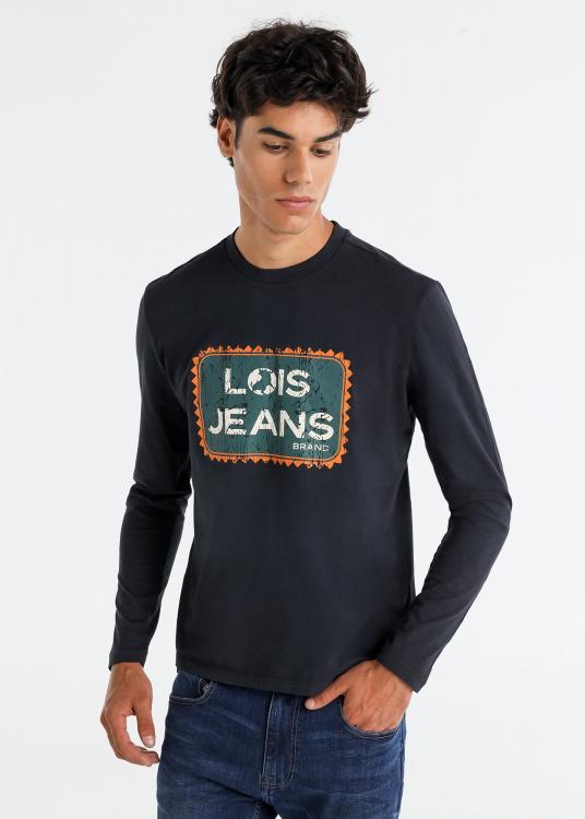 lois jeans T-shirt manches longues Garment wash graphique