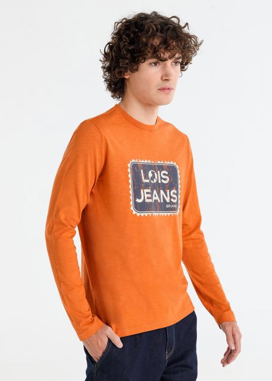 lois jeans T-shirt manches longues Garment wash graphique