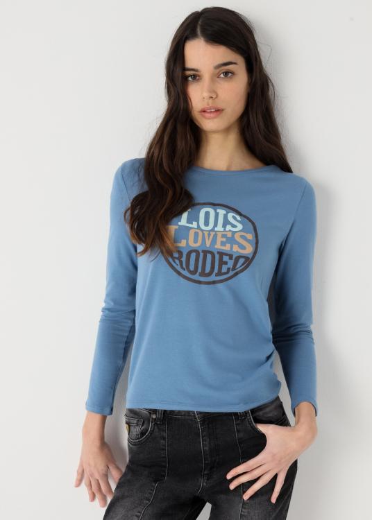 lois jeans T-shirt manches longues plis à l'épaule graphique Western