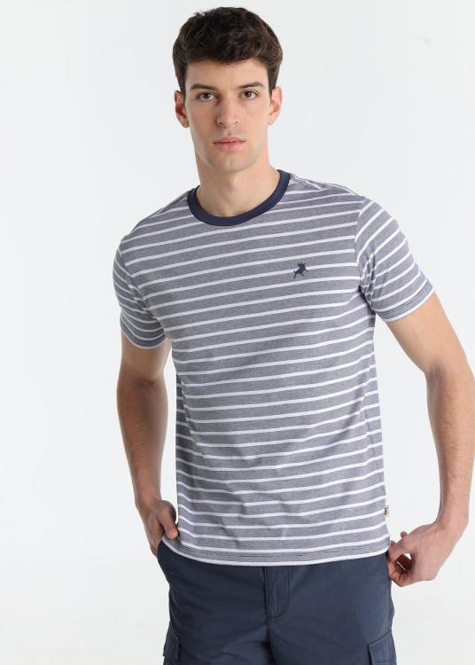 Lois Jeans T-shirt Rayé - Manches Courtes Avec Logo Brodé Sur La Poitrine