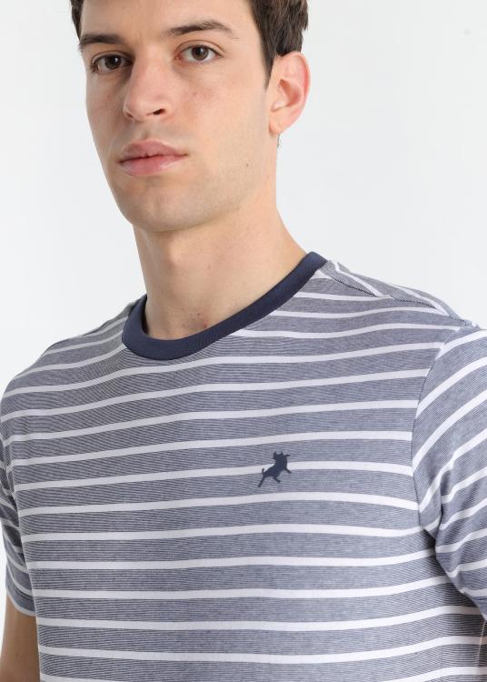 Lois Jeans T-shirt Rayé - Manches Courtes Avec Logo Brodé Sur La Poitrine