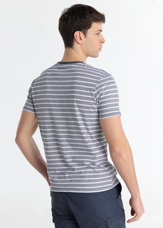 lois jeans T-shirt rayé - Manches courtes avec logo brodé sur la poitrine