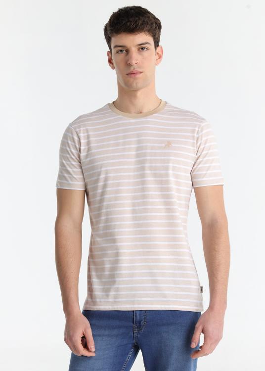 lois jeans T-shirt rayé - Manches courtes avec logo brodé sur la poitrine