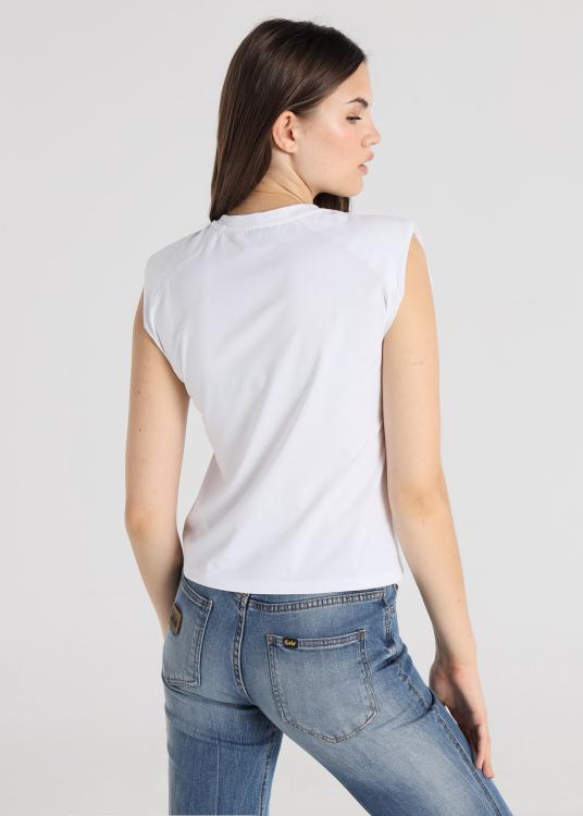 Lois Jeans T-shirt - Sans Manches Avec Détails Boutons