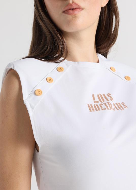Lois Jeans T-shirt - Sans Manches Avec Détails Boutons