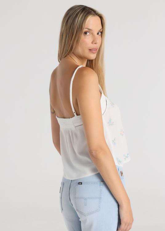 Lois Jeans Top - Bretelles Boutonnées Brodées Freedom