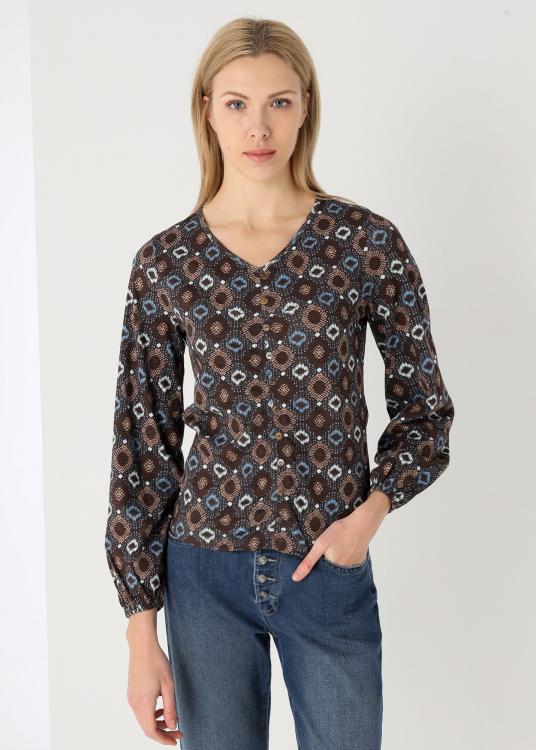 lois jeans Top froncé manches longues imprimé Allover