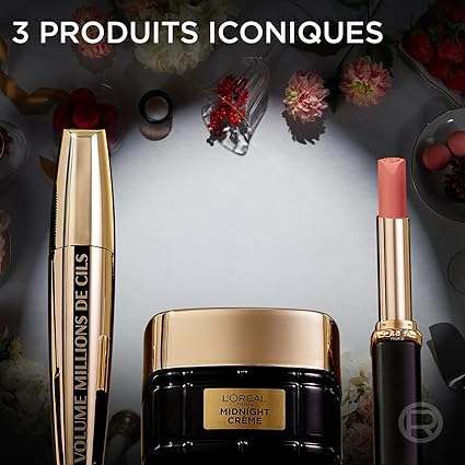 L'oréal Paris Coffret Cadeau Femme – Crème Anti-Rides + Mascara Noir + Rouge à Lèvres