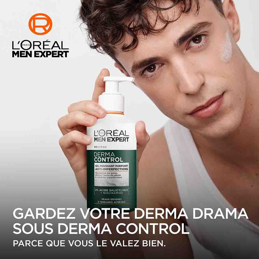 L'oréal Paris Men Expert Derma Control Gel Moussant Purifiant Anti-Imperfections Acide Salicylique