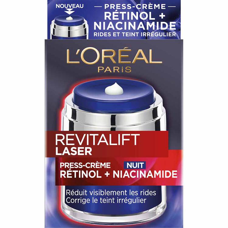 l'oréal paris Revitalift Laser Press-Crème Nuit anti-âge visage et cou au Rétinol et à la Niacinamide