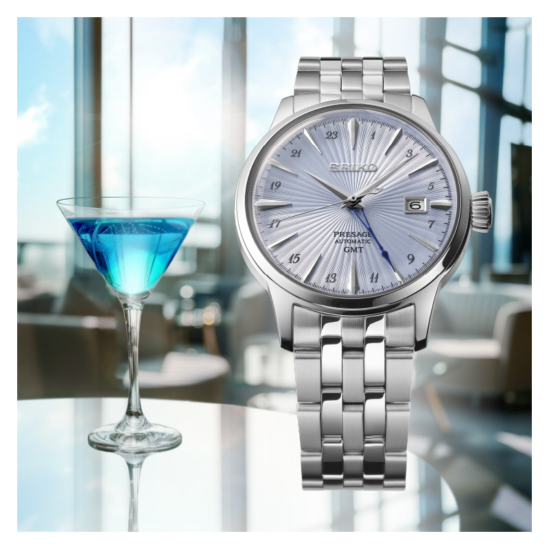 Lorus SSK037J1 Montre PRESAGE Automatique Cocktail GMT 4R34 Bleue