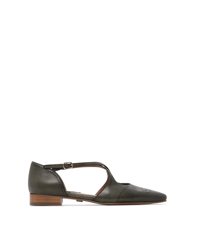 Lottusse Ballerine Avec Boucles Smithson Cuir De Veau Vert