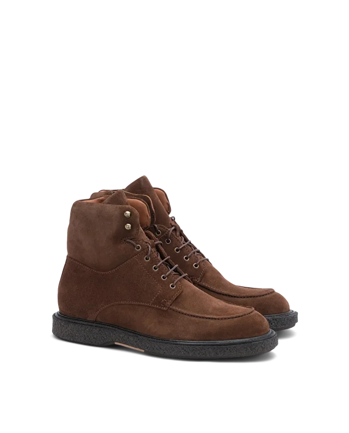 Lottusse Bottes En Daim De Vachette Avec Fermeture éclair Marron