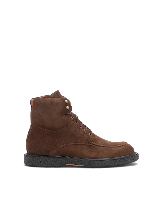 lottusse Bottes en daim de vachette avec fermeture éclair marron