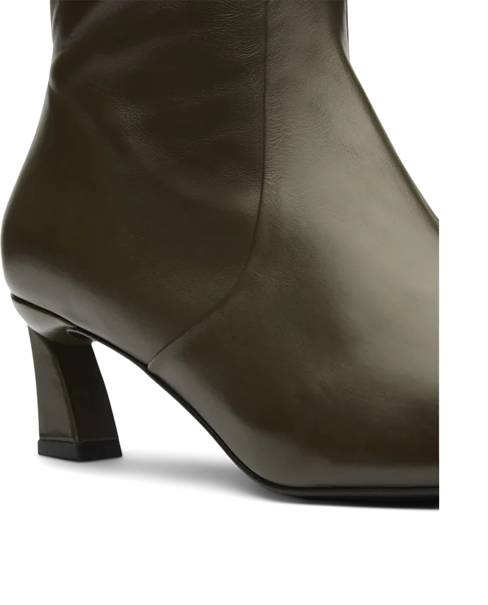 Lottusse Bottes Hautes Zippées Victoire Cuir De Vachette Vert Olive