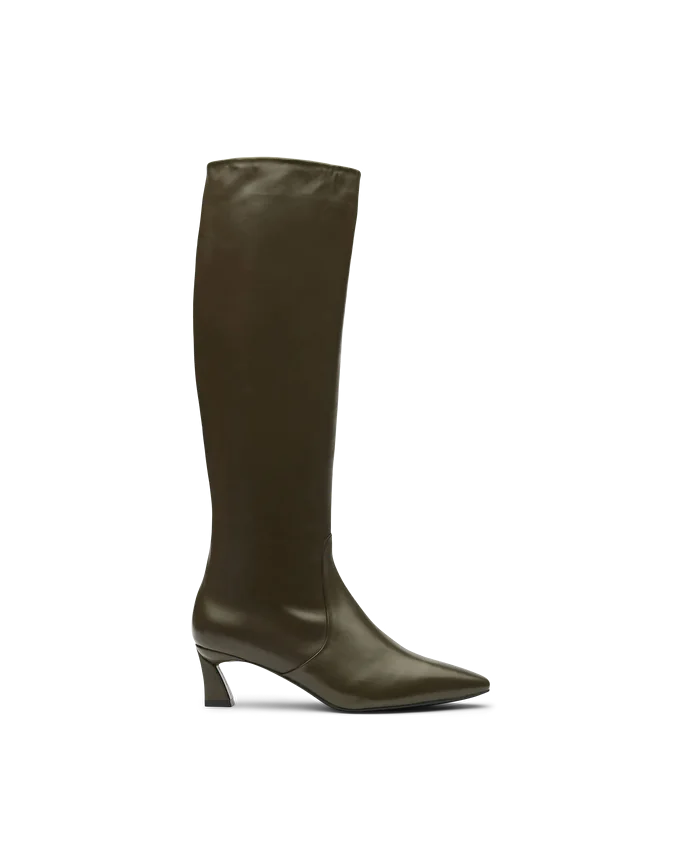 lottusse Bottes Hautes Zippées Victoire Cuir De Vachette Vert Olive