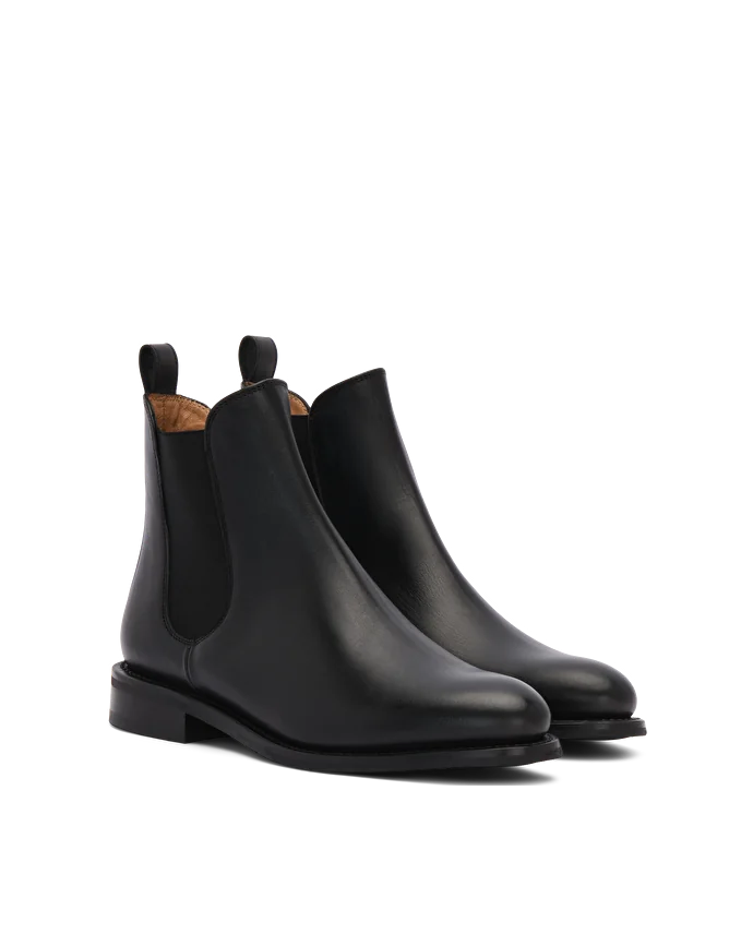 Lottusse Bottines Élastiques Cambridge En Cuir De Veau Noir