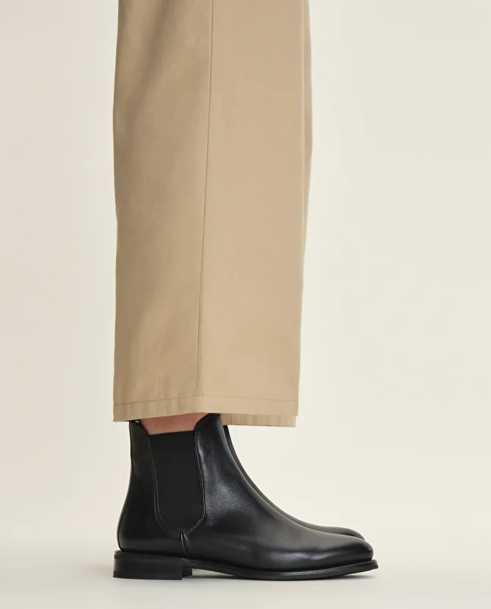 lottusse Bottines Élastiques Cambridge en cuir de Veau Noir