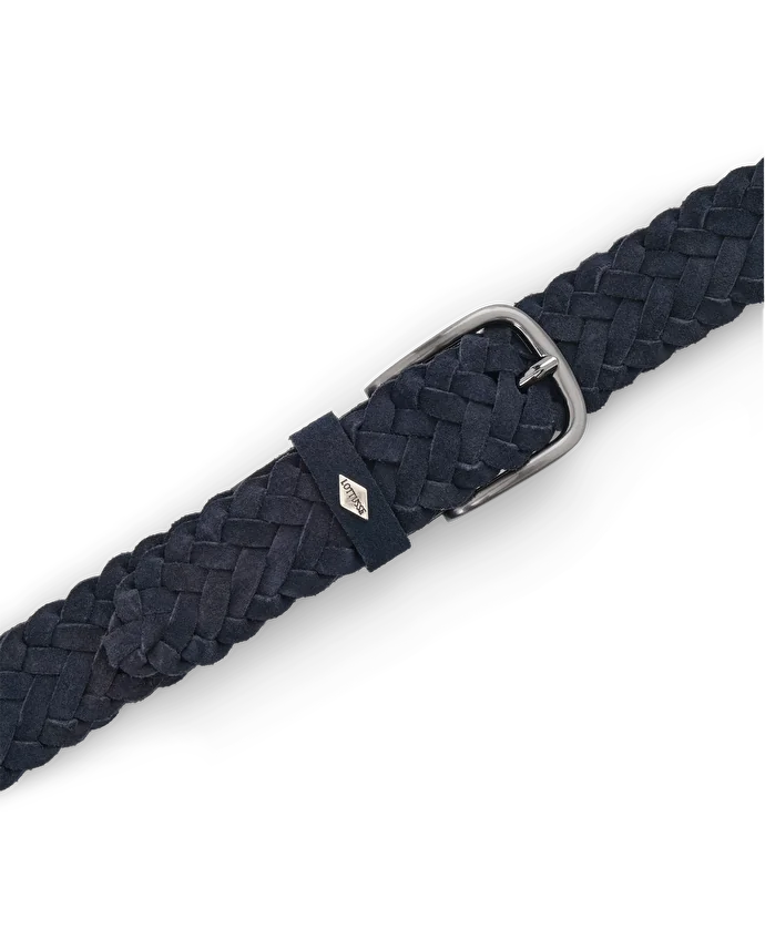 Lottusse Ceinture En Cuir De Veau En Daim Tressée Imperméable Bleu Marine