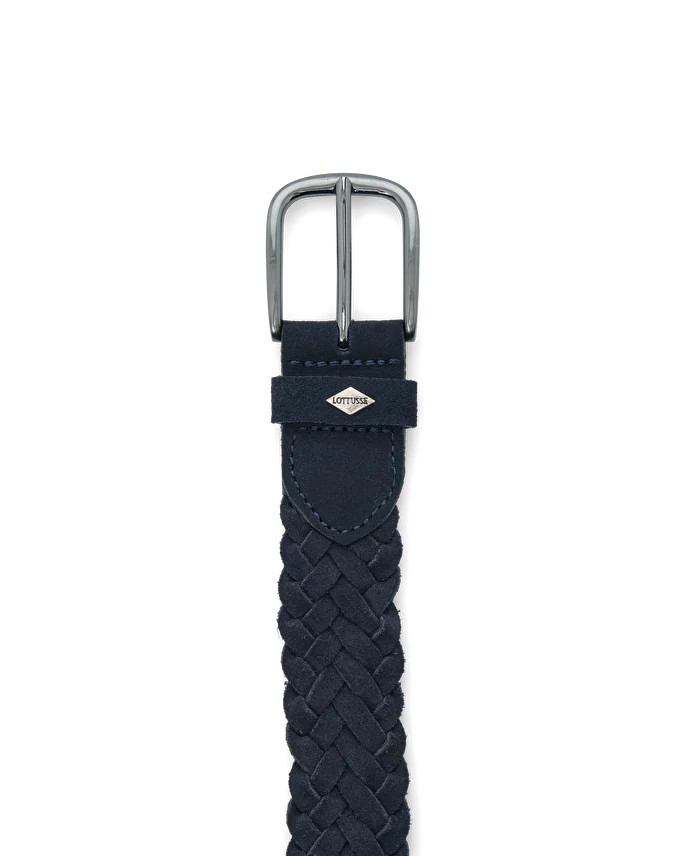 Lottusse Ceinture En Cuir De Veau En Daim Tressée Imperméable Bleu Marine