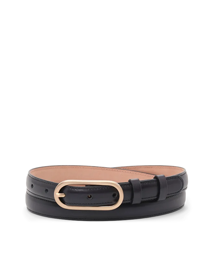 Lottusse Ceinture En Veau Crust Aniline Bleu Marine