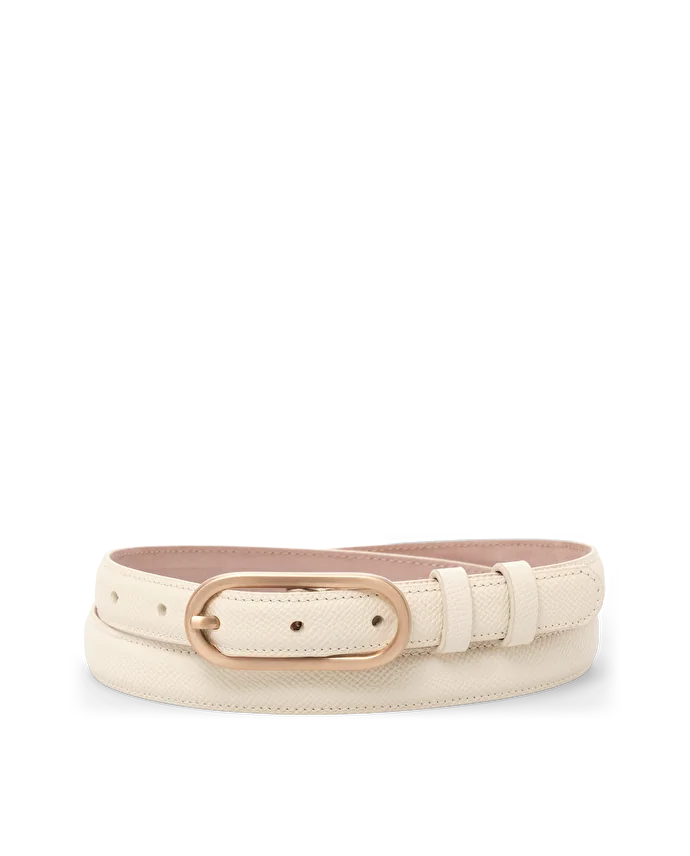 Lottusse Ceinture En Veau Imprimé Saffiano Blanc Cassé