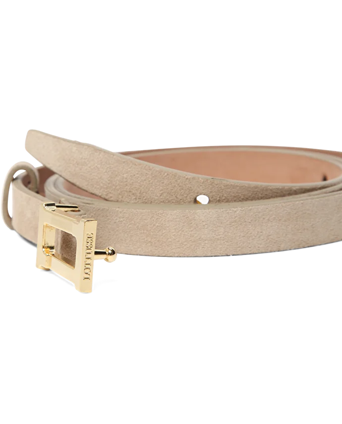 Lottusse Ceinture Fine En Veau De Daim Nubuck Beige
