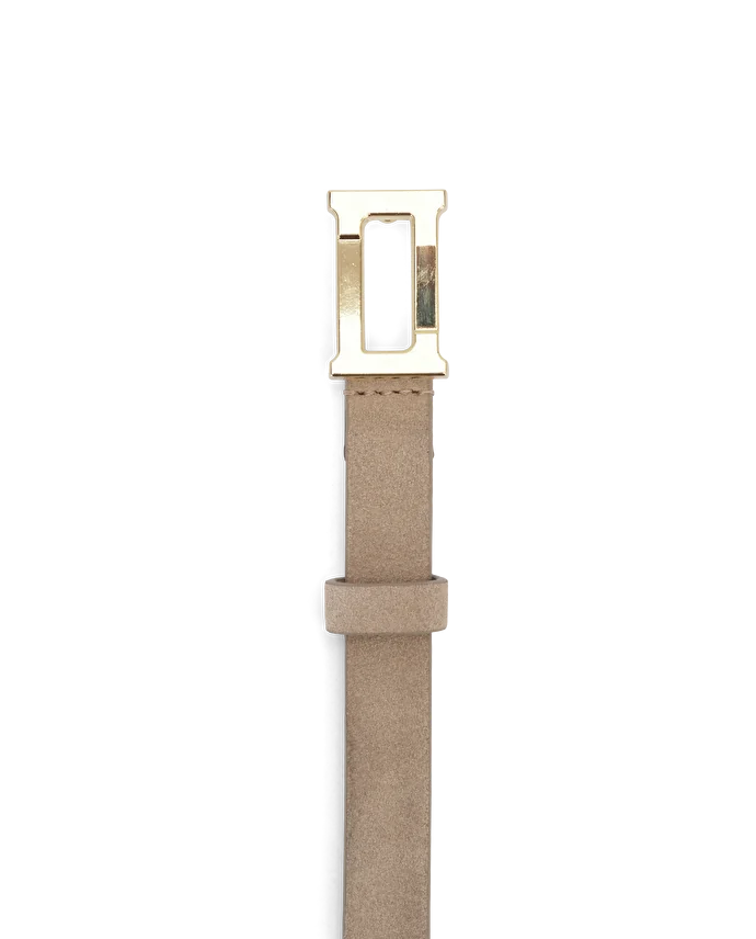 Lottusse Ceinture Fine En Veau De Daim Nubuck Beige