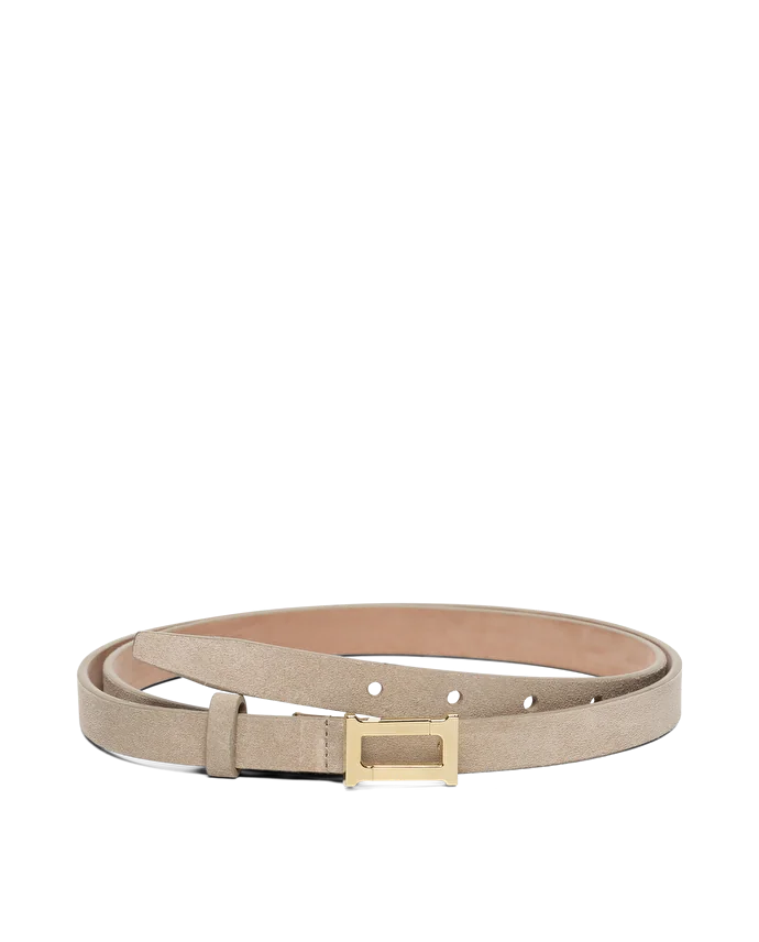 lottusse Ceinture fine en veau de daim nubuck beige