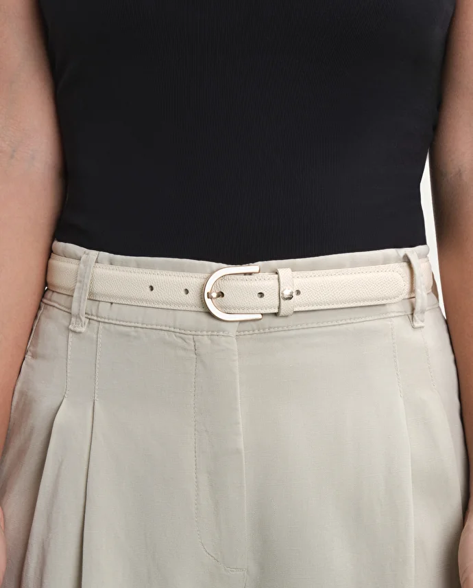 lottusse Ceinture Gante en cuir de vache Blanc cassé
