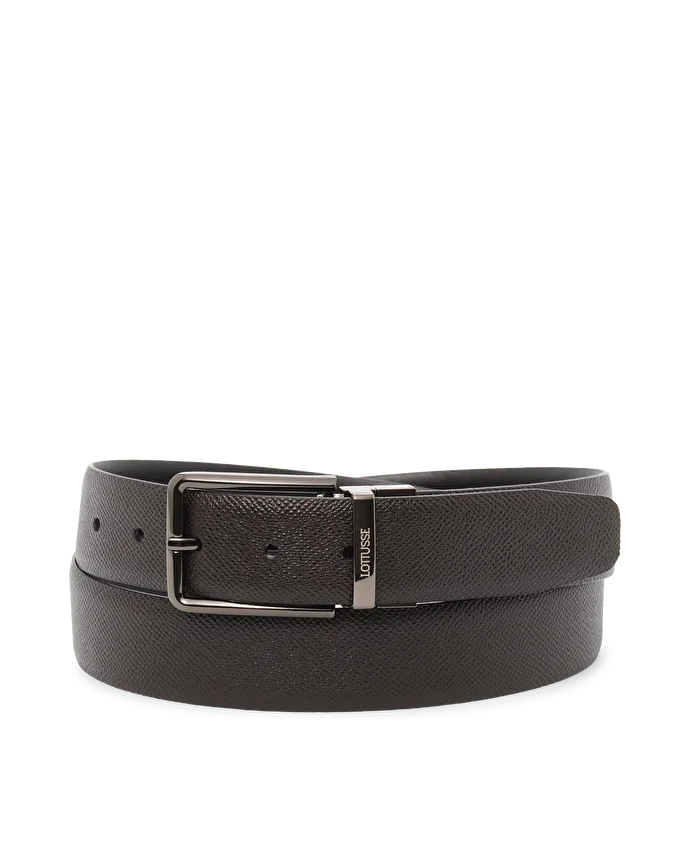 Lottusse Ceinture Réversible En Cuir De Vache Moka/Noir