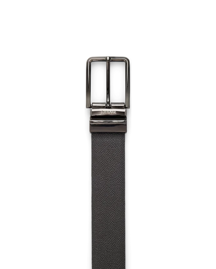 Lottusse Ceinture Réversible En Cuir De Vache Moka/Noir