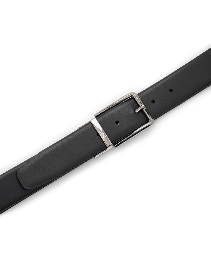 Lottusse Ceinture Réversible En Cuir De Vache Noir/Bleu