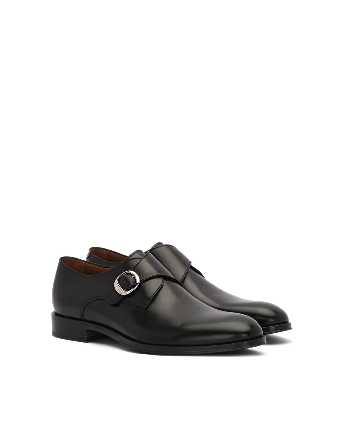 Lottusse Chaussures à Bucle Lenox En Cuir De Veau Noir