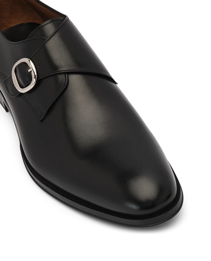 Lottusse Chaussures à Bucle Lenox En Cuir De Veau Noir