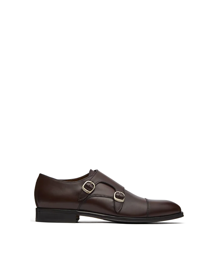 Lottusse Chaussures à Double Boucle Lenox En Cuir De Veau Brossé Mocha