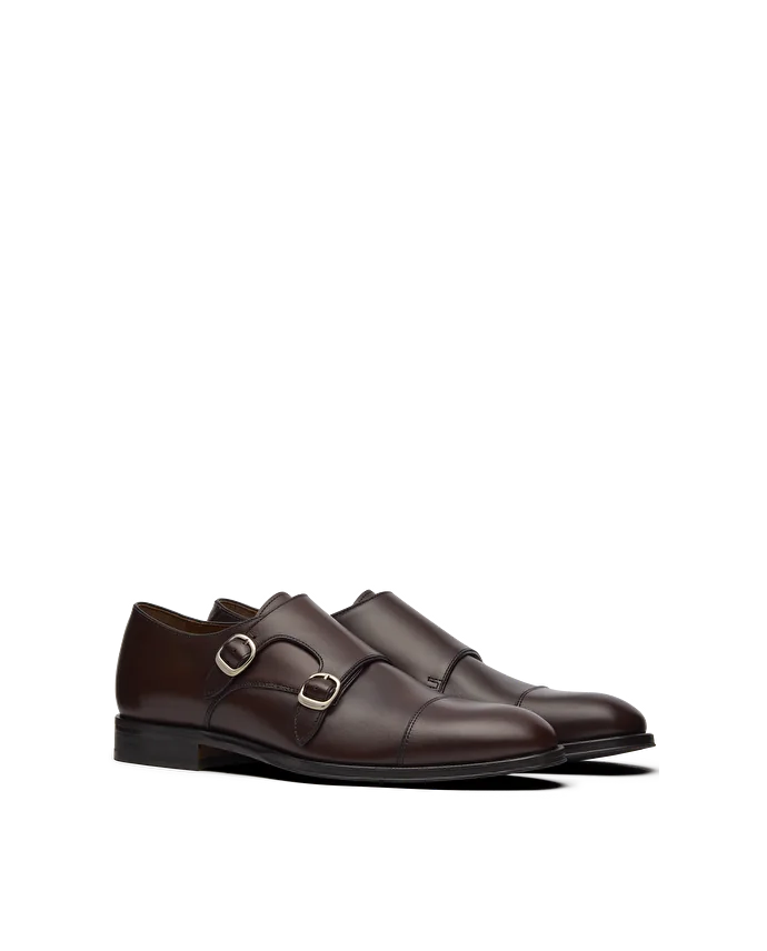 Lottusse Chaussures à Double Boucle Lenox En Cuir De Veau Brossé Mocha