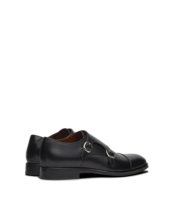 Lottusse Chaussures à Double Boucle Lenox En Cuir De Veau Brossé Noir