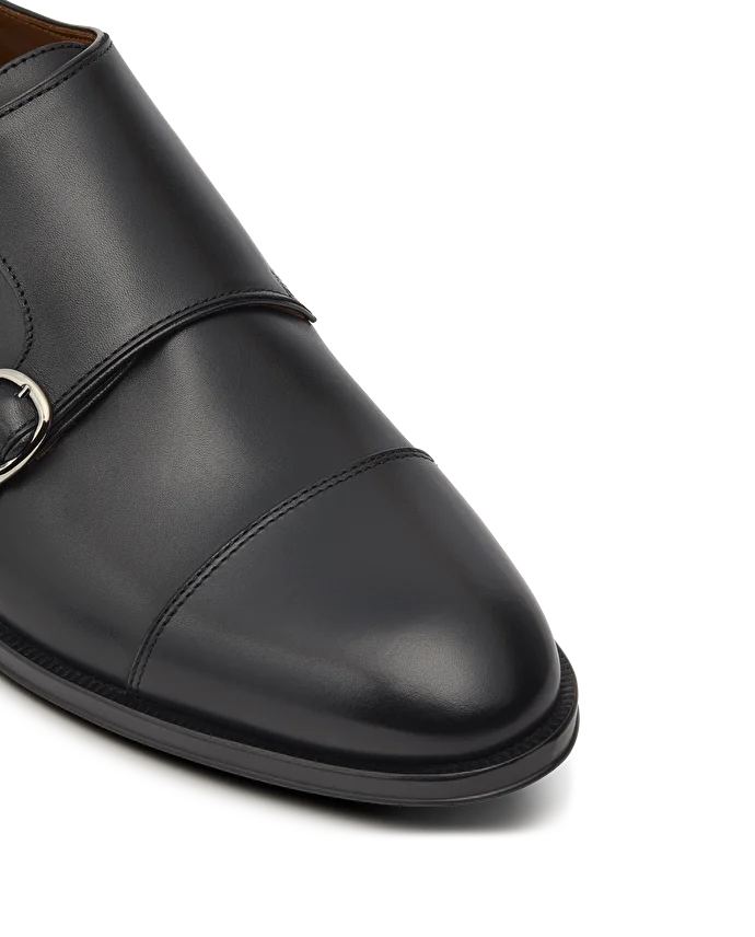 Lottusse Chaussures à Double Boucle Lenox En Cuir De Veau Brossé Noir