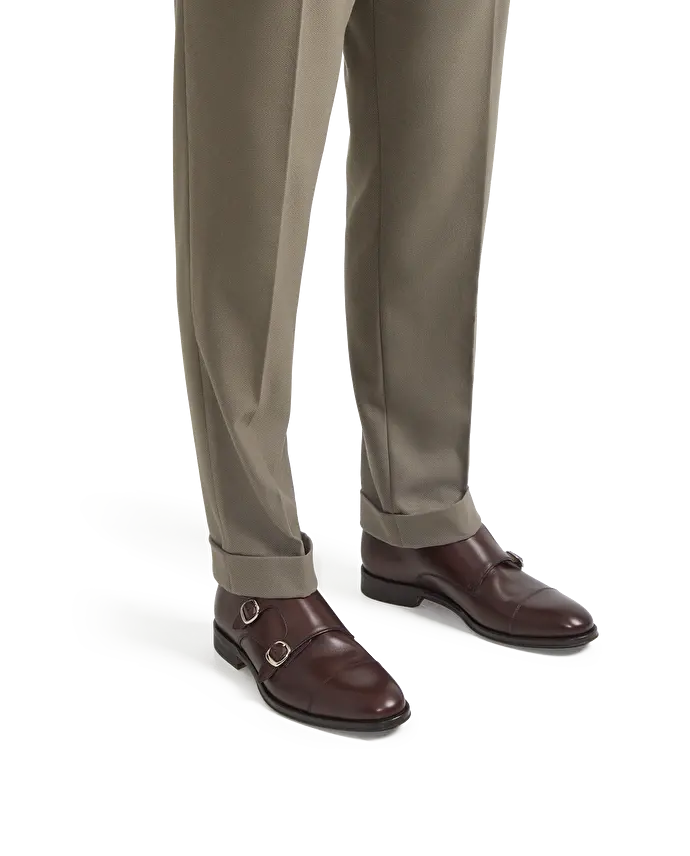 lottusse Chaussures à double boucle Lenox en cuir de Veau Brossé Mocha