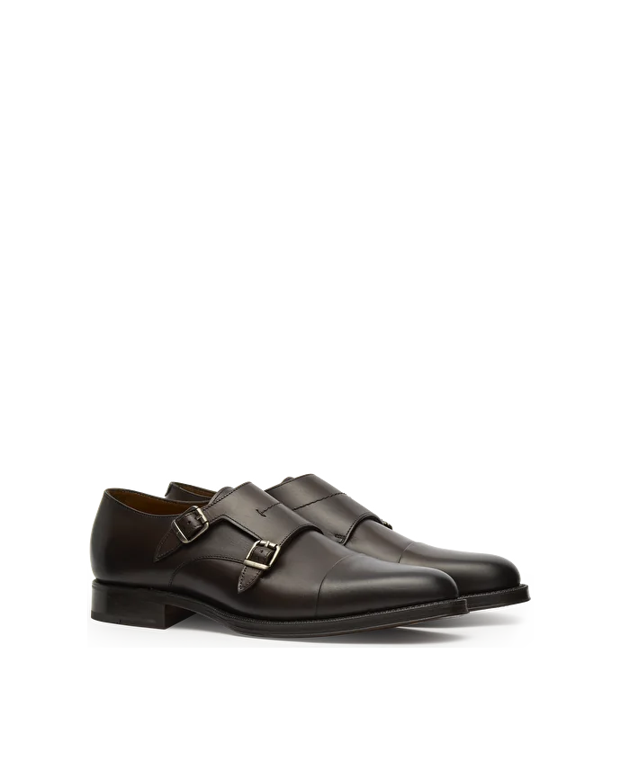 Lottusse Chaussures à Double Boucle Premium En Cuir De Veau Mocha